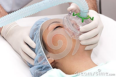 Beautiful patient receives anaesthetic