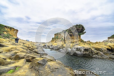 Beautiful rock formation in peace island, keelung,