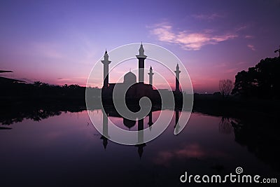 Beautiful scenery during sunrise at Bukit Jelutong Mosque Malaysia