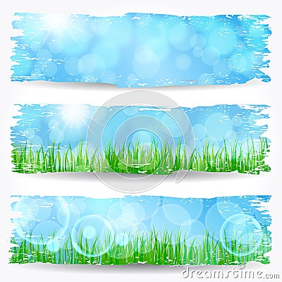 Beautiful soft bokeh nature banner set