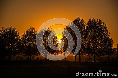 Beautiful Sunset at a countryside farm. Argentina, South America