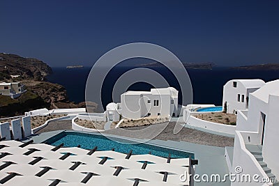 Beautiful view of the sea in a hotel on the island of Santorini