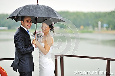 Beautiful wedding couple - outdoors