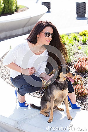 Beautiful woman with dog