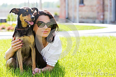 Beautiful woman with dog