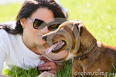 Beautiful woman with dog