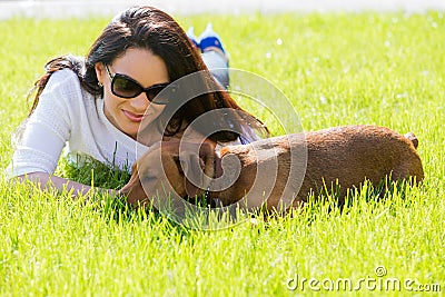 Beautiful woman with dog