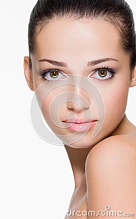 Beautiful woman with fresh skin of face