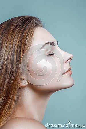 Beautiful Woman Glamour Clean Skin Face Portrait Profile