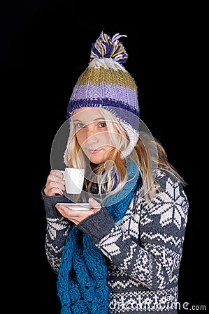 Beautiful woman having cup of coffee