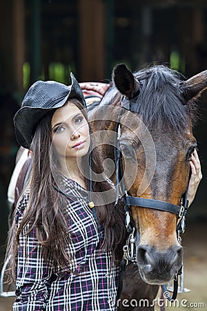 Beautiful woman and horse