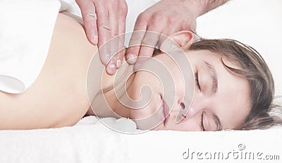 Beautiful woman neck massage spa