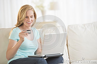 Beautiful Woman Shopping Online At Home