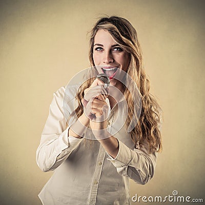 Beautiful woman singing