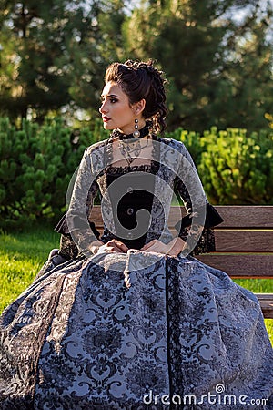 Beautiful woman in vintage dress