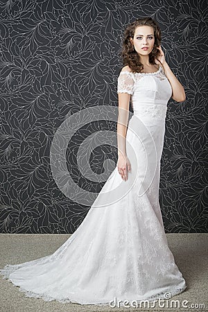 Beautiful woman in white wedding dress