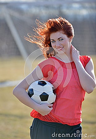 Beautiful young female soccer player
