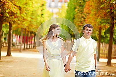 Beautiful young dating couple in Paris