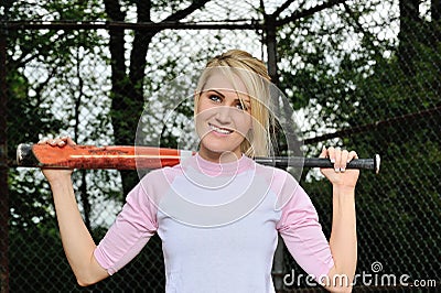 Beautiful young softball player