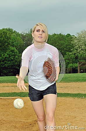 Beautiful young softball player