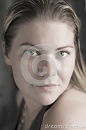 Beauty blond woman portrait with no make up