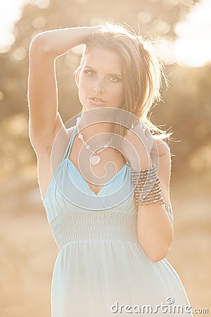 Beauty outdoor portrait of attractive young woman