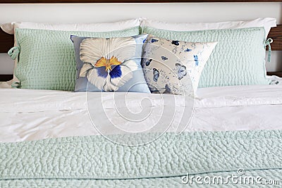 Bed and pillows with matching covers