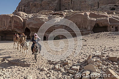 Bedouin riding a donkey