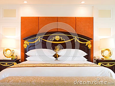 Bedroom of luxury suite in hotel