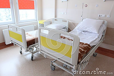 The beds in the hospital