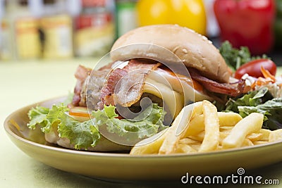 Beef bacon hamburger