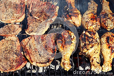 Beef and chicken barbecue