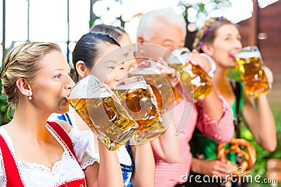 Beer garden - friends drinking in Bavaria Pub