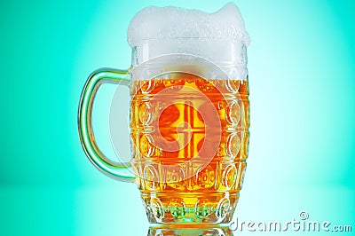 Beer glasses against the colorful gradient