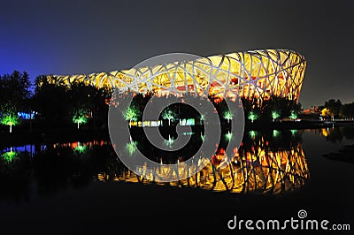 The Beijing National Stadium at night