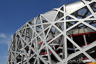 The Beijing National Stadium under blue sky
