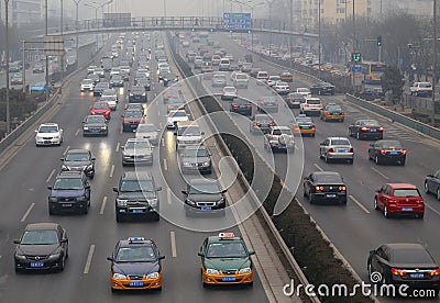 Beijing Traffic Jam And Air Pollution