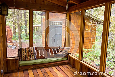 Bench Swing in Screened Porch