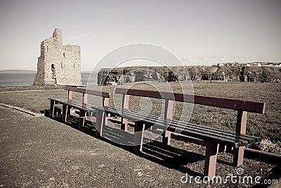 Benches and path to Ballybunion beach