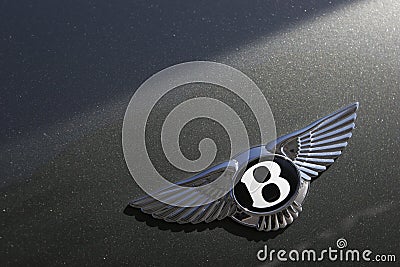 Bentley Motors logo on green sport car