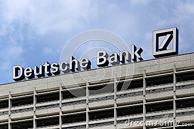 Berlin, Germany. The Deutsche Bank logotype Editorial Stock Image