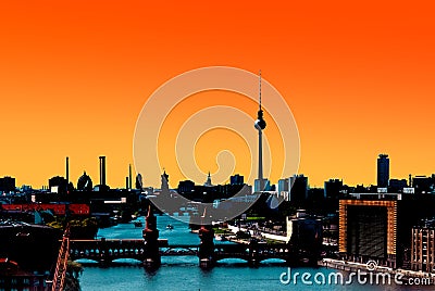 Berlin Skyline Panorama sunset