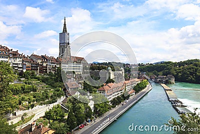switzerland capital bern panorama aare cathedral river
