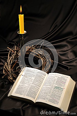 Bible and crown of thorns