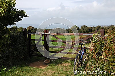 Bicycle by farm gate on Sark