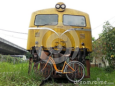 Bicycle and old train