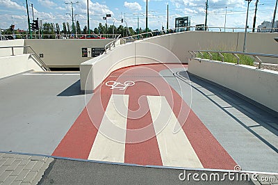 Bicycle path and sign