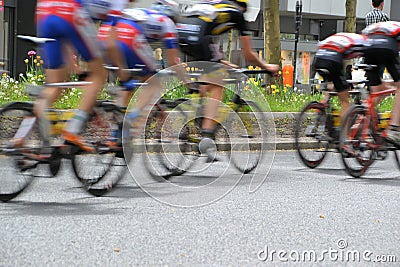 A bicycle race through the streets