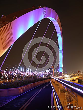 Bicycle road starting point at night