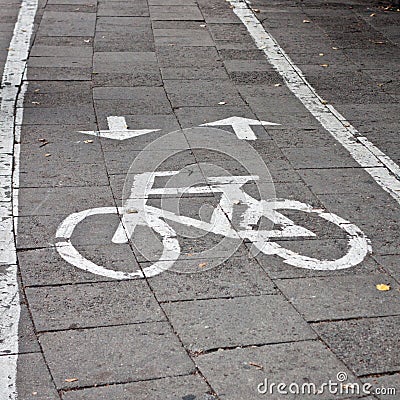 Bicycle sign, bicycle sign painted on road